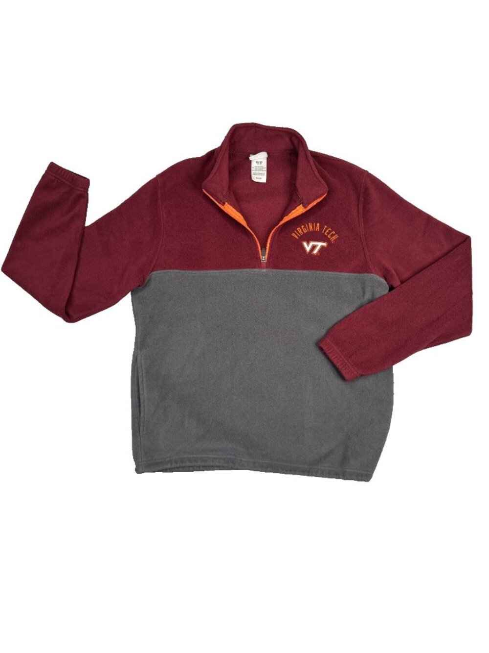 Virginia Tech Fleece Mens Medium M Red Gray 1/4 Zip Pullover Sweater Hokies